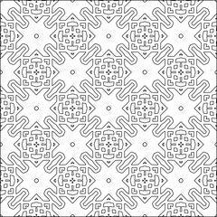 Vector pattern with symmetrical elements . Modern stylish abstract texture. Repeating geometric tiles from striped elements.Black and white pattern.
