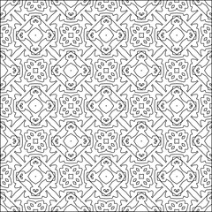 Vector pattern with symmetrical elements . Modern stylish abstract texture. Repeating geometric tiles from striped elements.Black and white pattern.