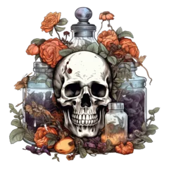 Afwasbaar Fotobehang Aquarel doodshoofd jolly roger skull and crossbones clipart watercolor clip art water color