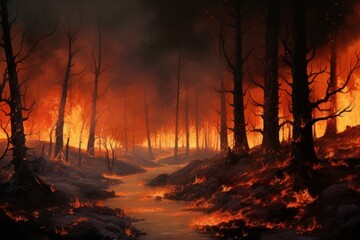 Forest fire, natural disaster, climate change, global warming