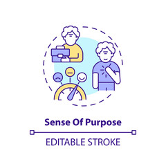 2D editable sense of purpose thin line icon concept, isolated vector, multicolor illustration representing unretirement.