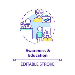2D editable awareness and education thin line icon concept, isolated vector, multicolor illustration representing unretirement.