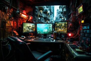  Cyberpunk Hacker Den, Generative AI