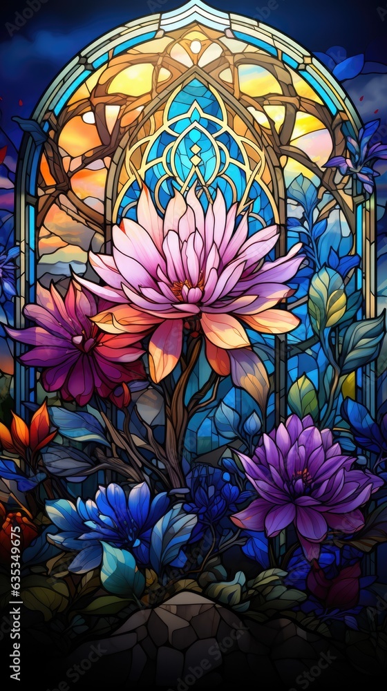 Poster background with colorful abstract flowers