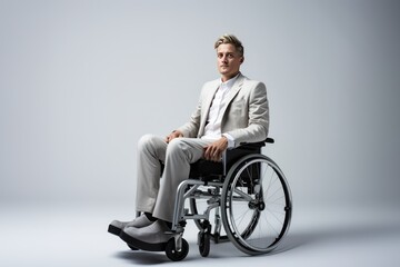 Handsome handicapped man studio shot.