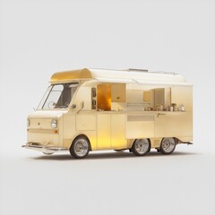 Obraz premium Old food truck, gradient golden glass Generative AI