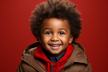 Generative ai studio portrait of cute little african dark skin boy on different colour backgrounds