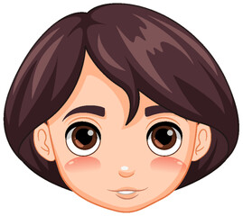 Short-Haired Girl with Vector Cartoon Illustration