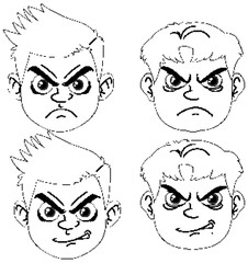 Outline of Angry Boy's Face