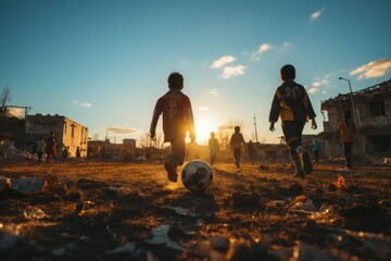 Kids Playing A Game Of Soccer, Generative AI