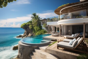 Obraz premium Luxurious Beach Resort Villa, Generative AI