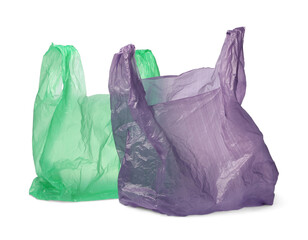 Two different plastic bags isolated on white