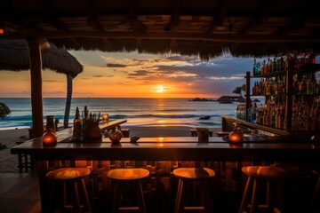 Stylish Beach Resort Bar, Generative AI