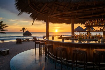 Fototapeta premium Stylish Beach Resort Bar, Generative AI