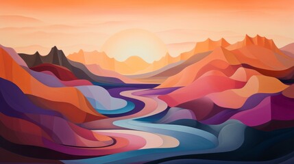 Mindscapes: Abstract landscapes reflecting the emotional terrain of mental health, using colors and shapes to convey different states of mind. | generative AI