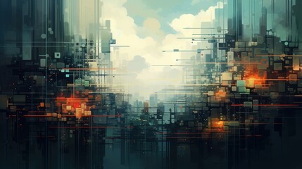 Pixelated Perspectives: Abstract scenes blending pixelated and organic elements, illustrating the integration of technology into everyday life | generative AI