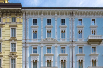 Fototapeta na wymiar Milan, in Italy, beautiful buildings, in the historic center 