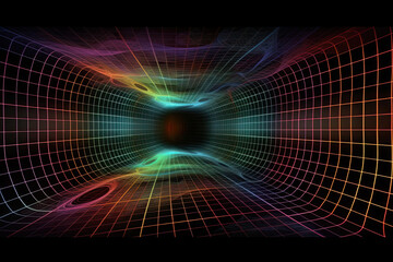 abstract background with glowing lines, grid graph three dimensional, 3d