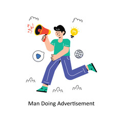 Man Doing Advertisement Flat Style Design Vector illustration. Stock illustration