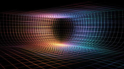 abstract background with glowing lines, grid graph three dimensional, 3d