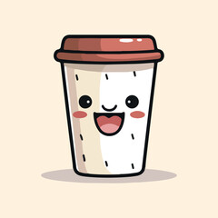 Coffee cup with a minimalist, thick line, simple vector design