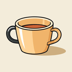 Coffee cup with a minimalist, thick line, simple vector design
