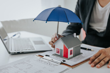 property insurance Insurance protects home deliveries for protection and care. concept of home and real estate