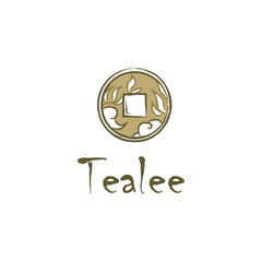 Asian tea logo vector, old Asian coin traditional Chinese or Japanese tea