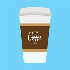 Сoffee cup. Disposable plastic and paper cup mockup vector design on blue background
