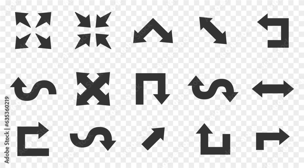 Poster modern simple black arrow icon set. arrow and cursor on flat style for web design or interface on tr