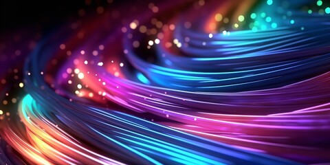 Vibrant electric cables. vivid hues, optical fiber, and a background for technological image and new business trends. Generative Ai.