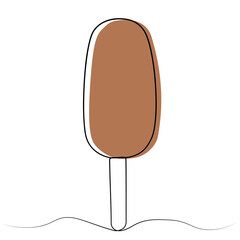 continuous one line drawing of ice cream.