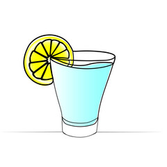 continuous one line drawing of lemon cocktail