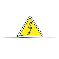 continuous drawing of the danger sign in one line.
