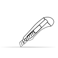 continuous one line drawing of a stationery knife