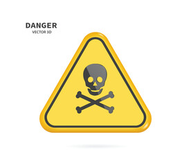 Yellow triangular sign with a skull and crossbones mark. for warning about danger,