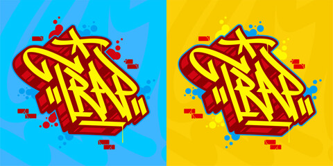 Colorful Abstract Urban Graffiti Street Art Word Trap Lettering Vector Illustration Template Element