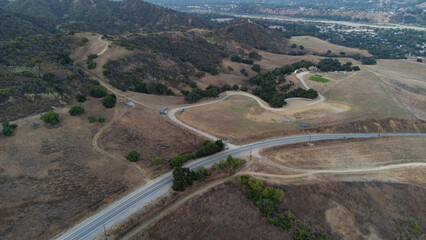 Aerial View of Ranch Roads in Oak View, Ventura County, California