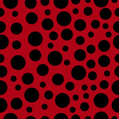 Ladybird colors - red and black - seamless pattern. Vector illustration.