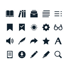 E-book reader simple icons