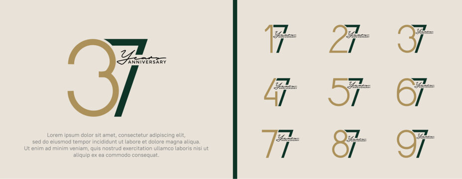 set of anniversary logo black and brown color on white background for celebration moment