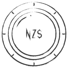 Hand drawn New Zealand Dollar coin illustration icon