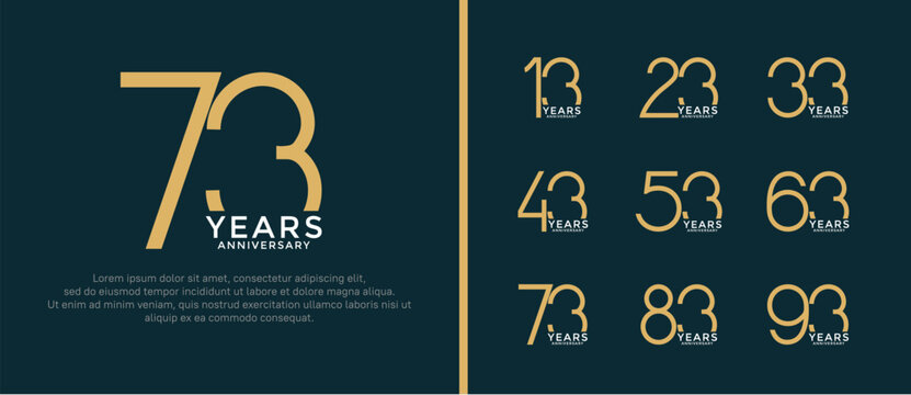 set of anniversary logo gold and white color on green background for celebration moment