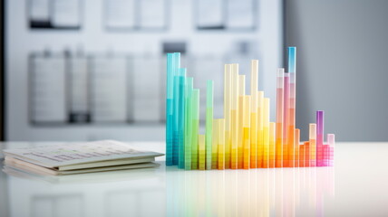 Business and office statistics, numbers and reports. Sales, profit, cost, capital etc. Data analysis, data science concept. Hand edited generative AI.
