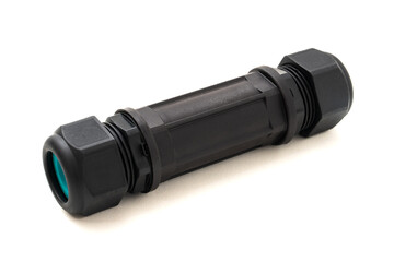 waterproof connector for thick electrical cables. isolated white background