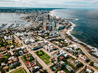 aerial Cityscape of Punta del Este - a beautiful beach city in the coast of Uruguay