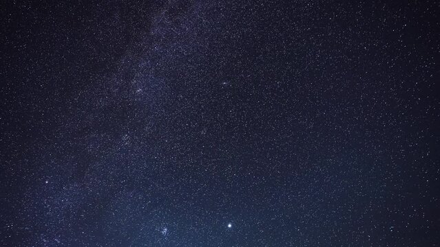 4k time lapse video withStar sky nature landscape, view to Milky Way during a night of Perseid Meteor Shower observation, a colourful shooting stars. Astronomy concept video.