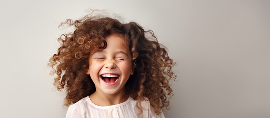 Studio portrait of a cheerful girl laughing at the camera on a white background - Powered by Adobe