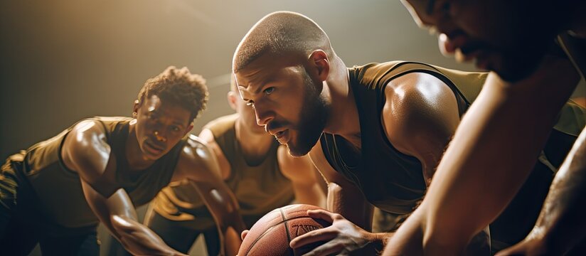 Basketball players diverse males assisting at the gym Copy space unchanged sport activity teamwork and lifestyle