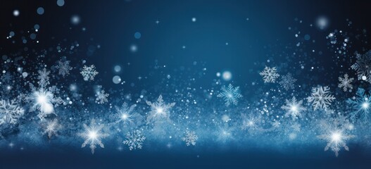 Fototapeta na wymiar Blue and white snowflake Christmas banner card, perfect for festive greetings.